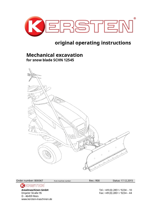 Instruction Manual Snow Blade SCHN 12545 Mechanica...